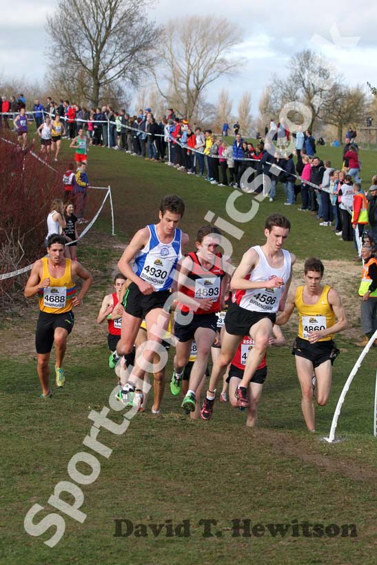Jonathan Brownlee (Yorkshire) left and Keith Gerrard (Lancashire) lead the Senior Mens race, McCain Inter Counties Cross Country, Cofton Park, Birmingham.